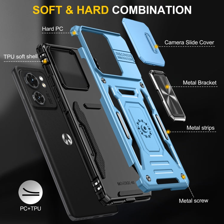For Motorola Edge 40 Armor PC + TPU Camera Shield Phone Case