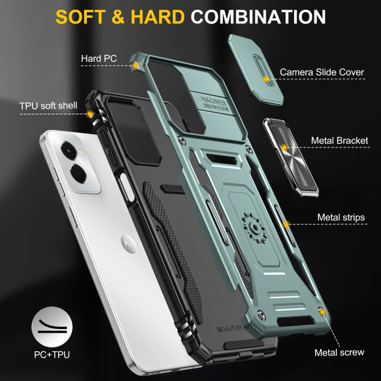For Motorola Moto G Play 5G 2024 Armor PC + TPU Camera Shield Phone Case