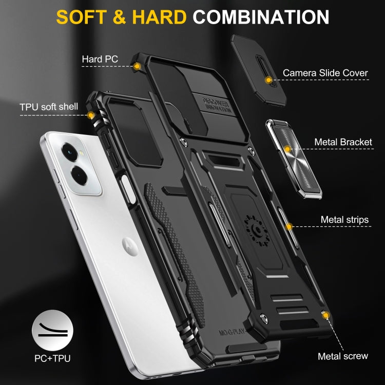 For Motorola Moto G Play 5G 2024 Armor PC + TPU Camera Shield Phone Case