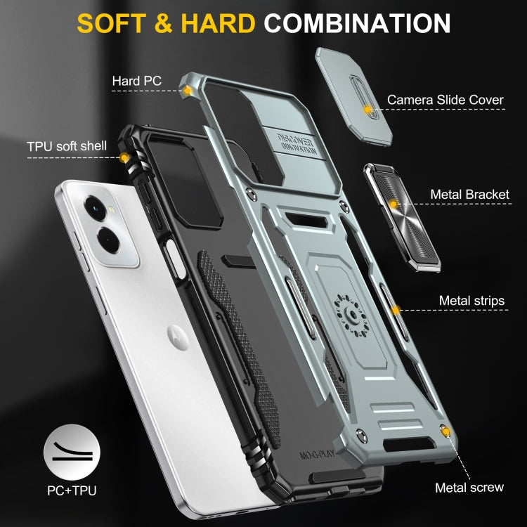 For Motorola Moto G Power 2024 Armor PC + TPU Camera Shield Phone Case