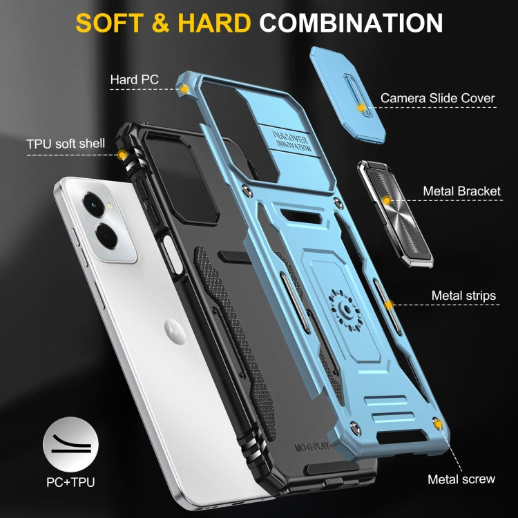 For Motorola Moto G Power 2024 Armor PC + TPU Camera Shield Phone Case