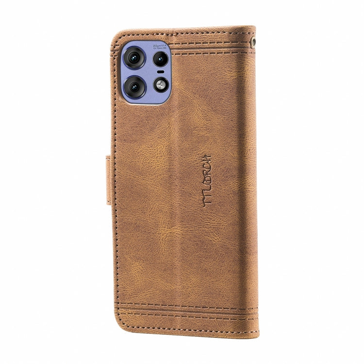 For Motorola Edge 50 Pro TTUDRCH Embossed Line Splicing Leather Phone Case