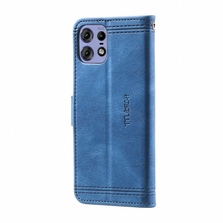 For Motorola Edge 50 Pro TTUDRCH Embossed Line Splicing Leather Phone Case