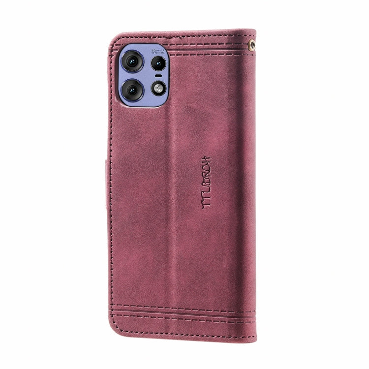 For Motorola Edge 50 Pro TTUDRCH Embossed Line Splicing Leather Phone Case
