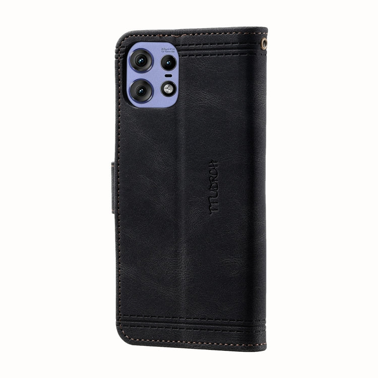 For Motorola Edge 50 Pro TTUDRCH Embossed Line Splicing Leather Phone Case