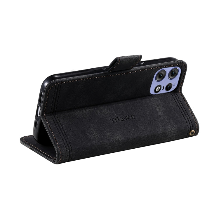 For Motorola Edge 50 Pro TTUDRCH Embossed Line Splicing Leather Phone Case