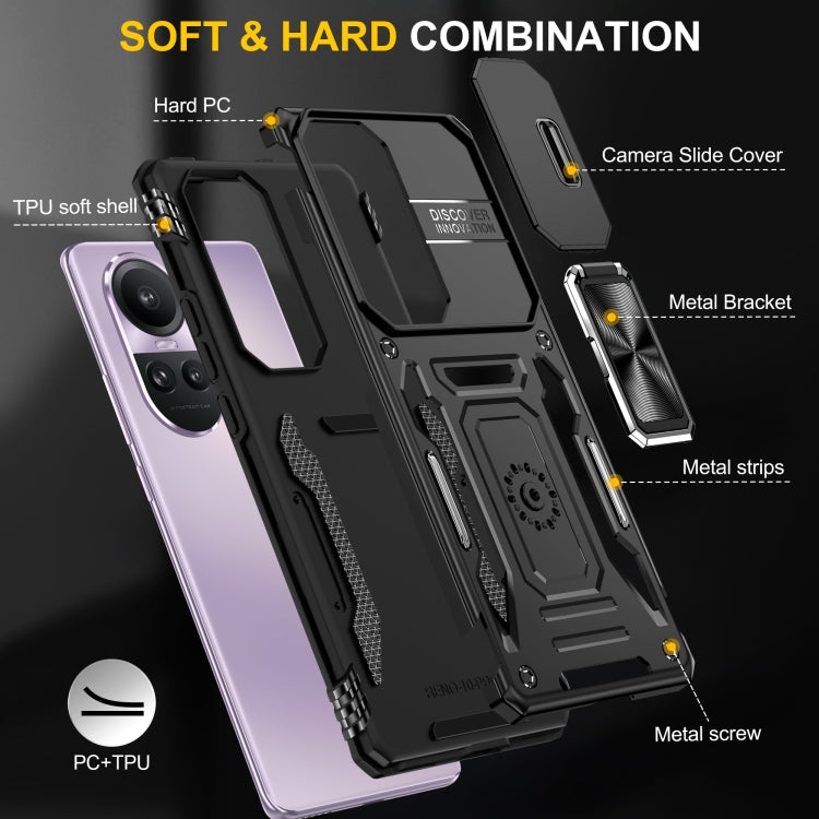 For OPPO Reno10 Global Armor PC + TPU Camera Shield Phone Case