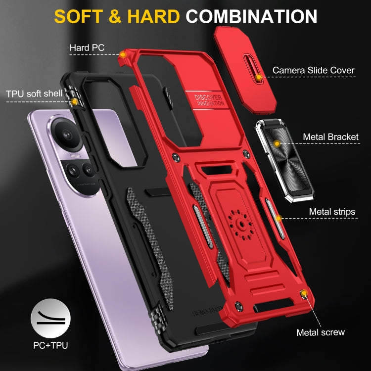 For OPPO Reno10 Global Armor PC + TPU Camera Shield Phone Case