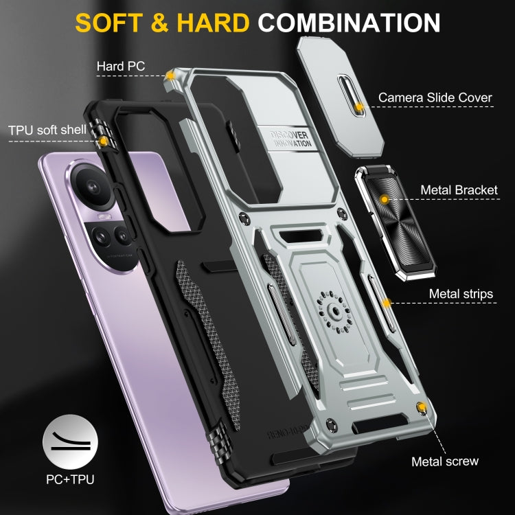 For OPPO Reno10 Global Armor PC + TPU Camera Shield Phone Case