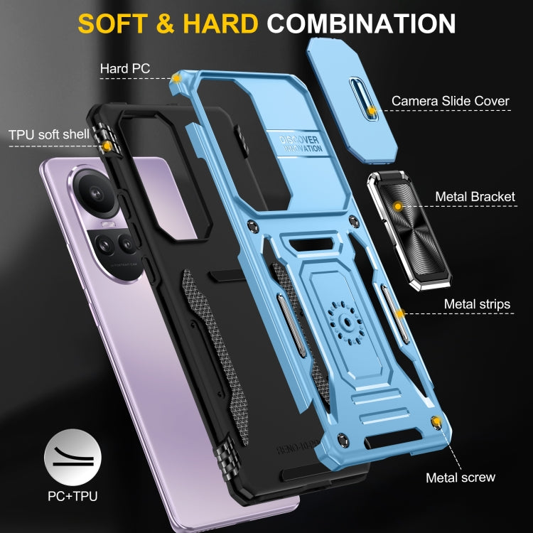 For OPPO Reno10 Global Armor PC + TPU Camera Shield Phone Case