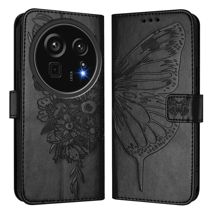For Sharp Aquos R9 Pro / SH-54E Embossed Butterfly Leather Phone Case