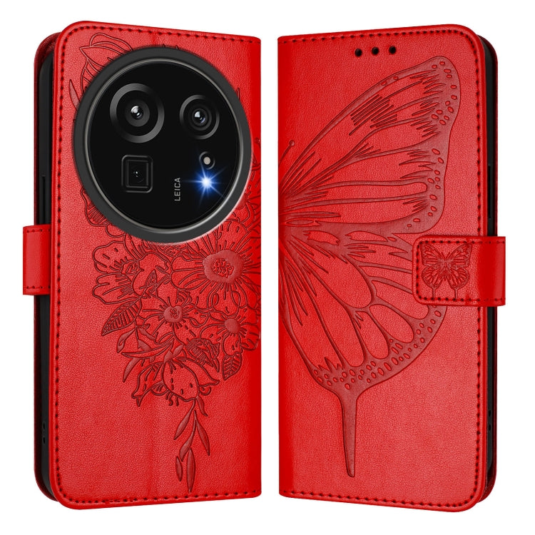 For Sharp Aquos R9 Pro / SH-54E Embossed Butterfly Leather Phone Case