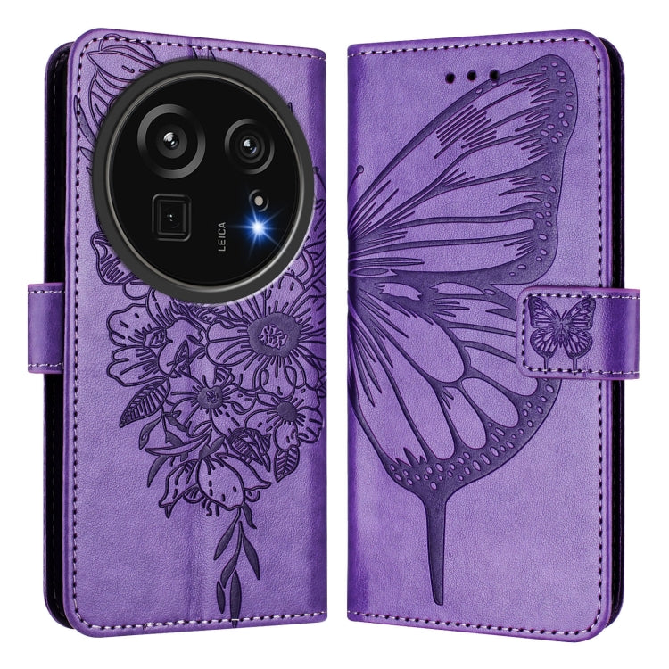 For Sharp Aquos R9 Pro / SH-54E Embossed Butterfly Leather Phone Case