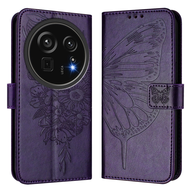 For Sharp Aquos R9 Pro / SH-54E Embossed Butterfly Leather Phone Case