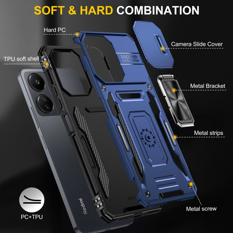 For Xiaomi Poco C65/Redmi 13C Armor PC + TPU Camera Shield Phone Case