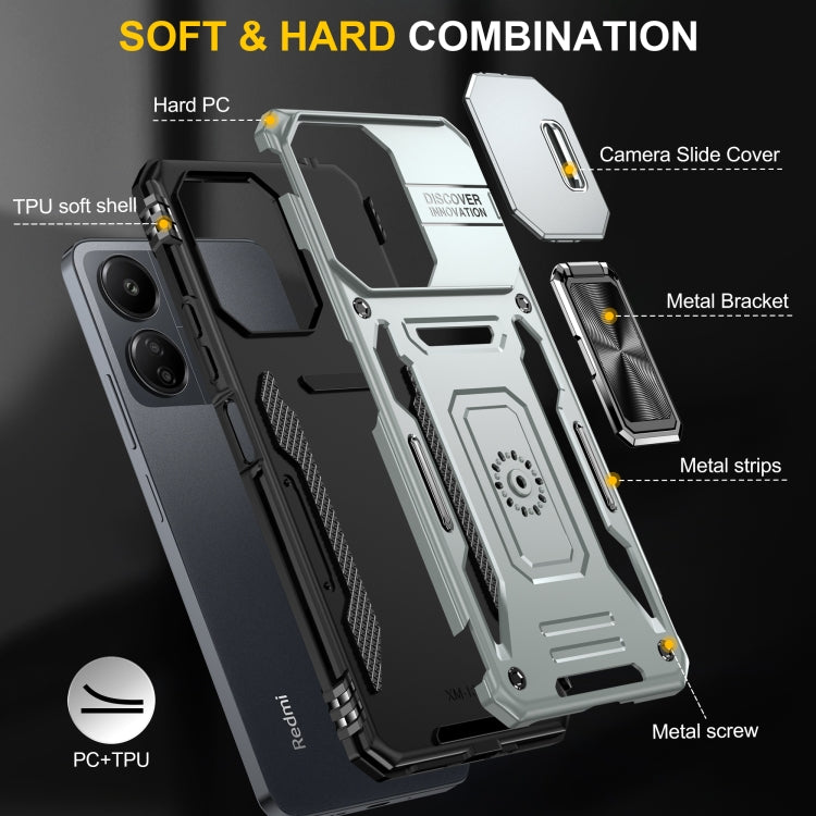 For Xiaomi Redmi 12 Armor PC + TPU Camera Shield Phone Case