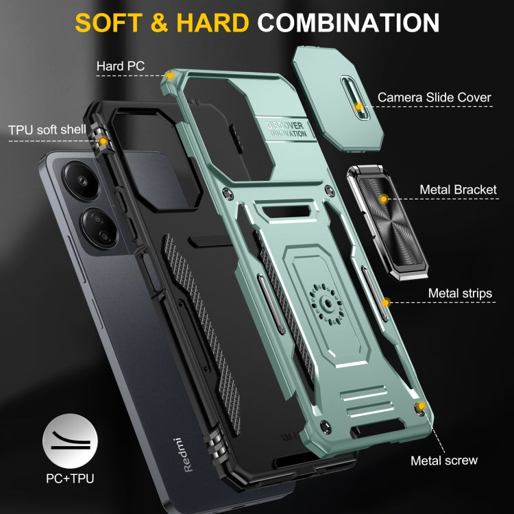 For Xiaomi Redmi Note 13 Pro 4G Armor PC + TPU Camera Shield Phone Case