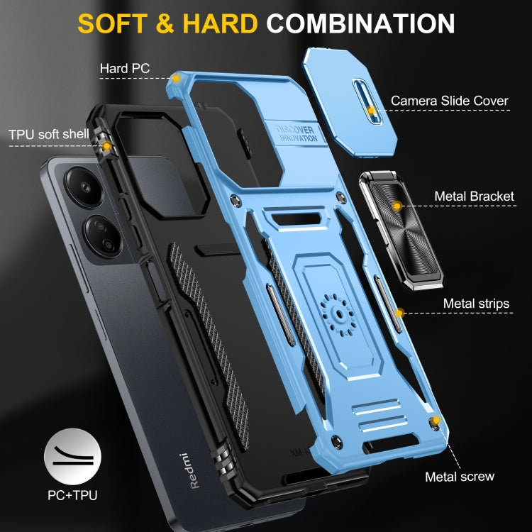 For Xiaomi Redmi Note 13 Pro 4G Armor PC + TPU Camera Shield Phone Case
