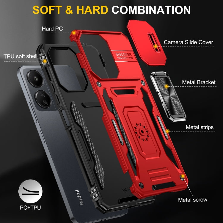 For Xiaomi Poco X6/Redmi Note 13 Pro 5G Armor PC + TPU Camera Shield Phone Case