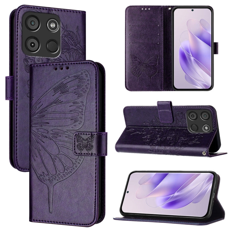 For Itel A60 / A60s Embossed Butterfly Leather Phone Case