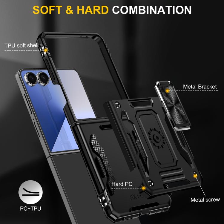 For Samsung Galaxy Z Flip7 5G Armor PC + TPU Camera Shield Phone Case