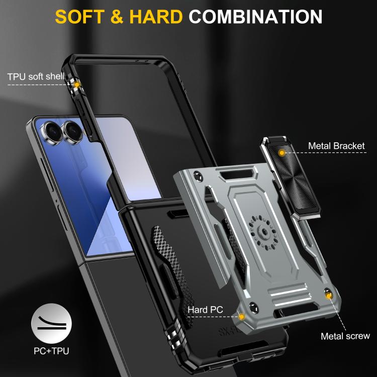 For Samsung Galaxy Z Flip7 5G Armor PC + TPU Camera Shield Phone Case