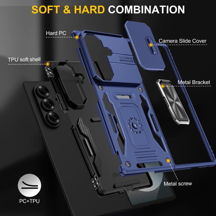 For Samsung Galaxy Z Fold7 5G Armor PC + TPU Camera Shield Phone Case