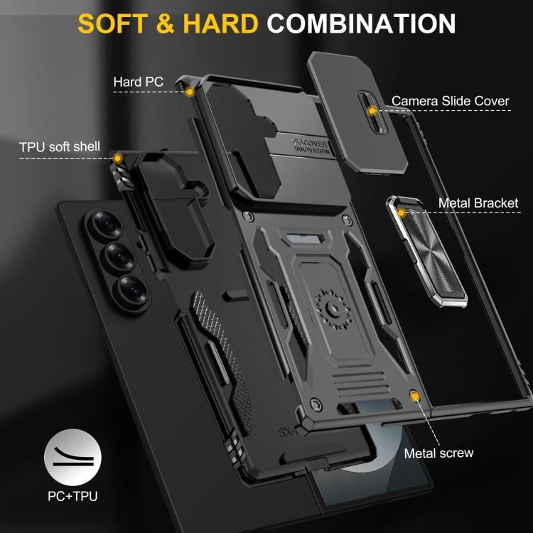 For Samsung Galaxy Z Fold7 5G Armor PC + TPU Camera Shield Phone Case