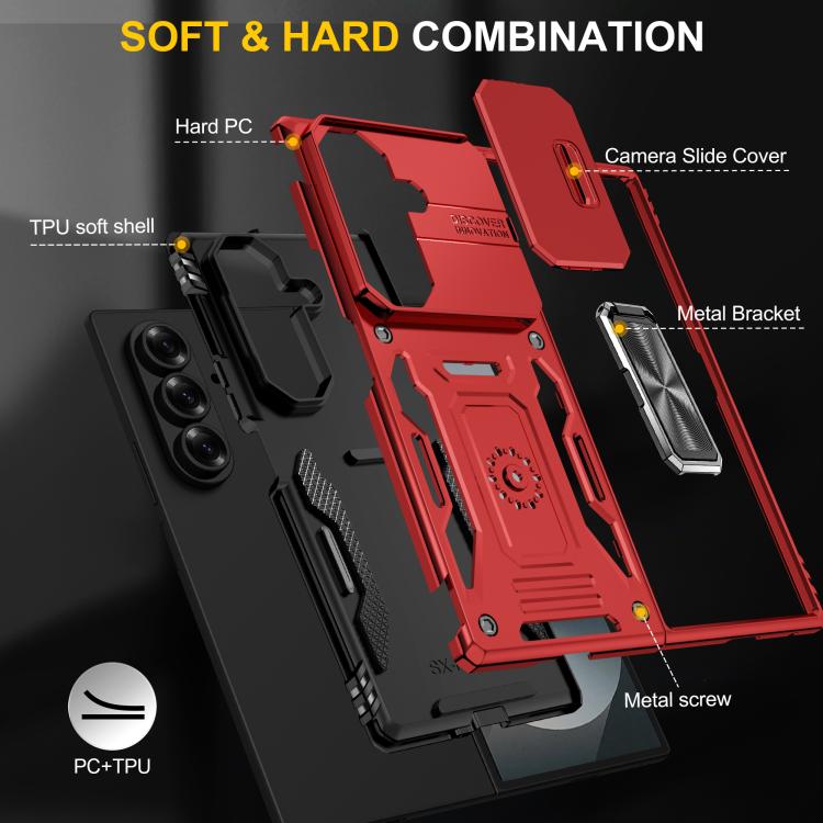 For Samsung Galaxy Z Fold7 5G Armor PC + TPU Camera Shield Phone Case