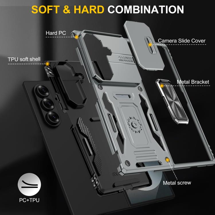 For Samsung Galaxy Z Fold7 5G Armor PC + TPU Camera Shield Phone Case