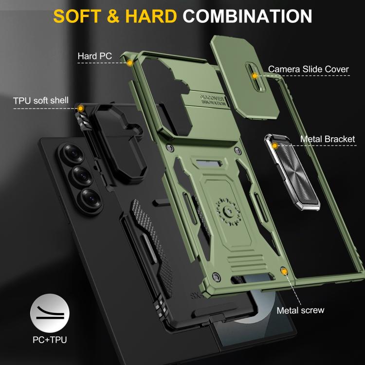 For Samsung Galaxy Z Fold7 5G Armor PC + TPU Camera Shield Phone Case