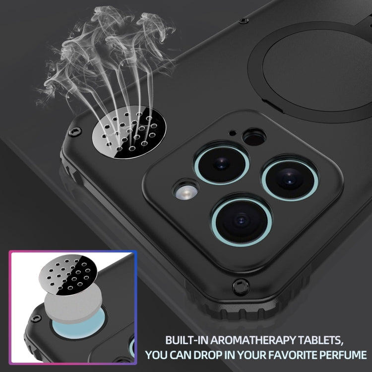 For iPhone 15 Pro Max Aromatherapy MagSafe Holder Life Waterproof Rugged Phone Case