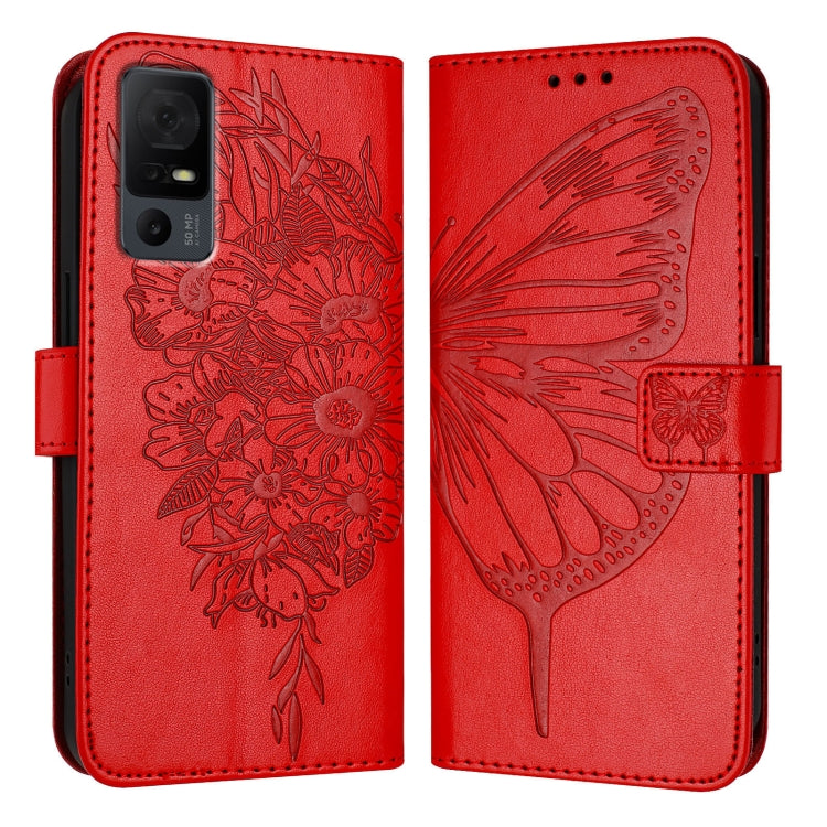 For TCL 40 XL / 40 T T608DL Embossed Butterfly Leather Phone Case