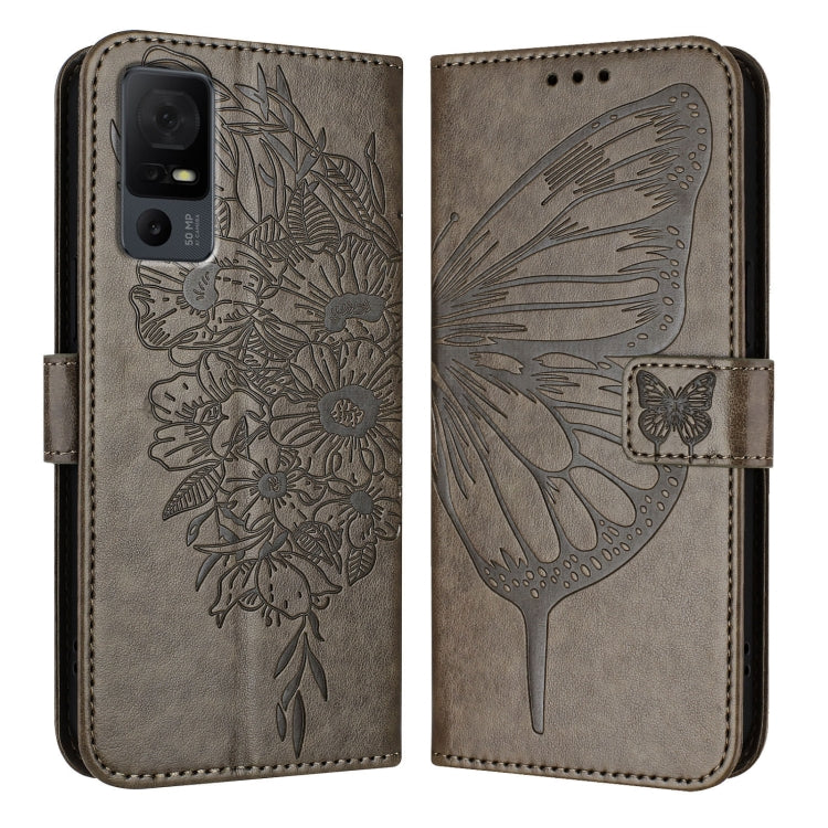 For TCL 40 XL / 40 T T608DL Embossed Butterfly Leather Phone Case