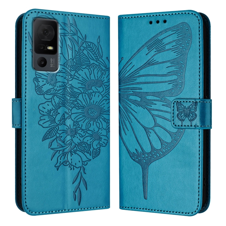 For TCL 40 XL / 40 T T608DL Embossed Butterfly Leather Phone Case