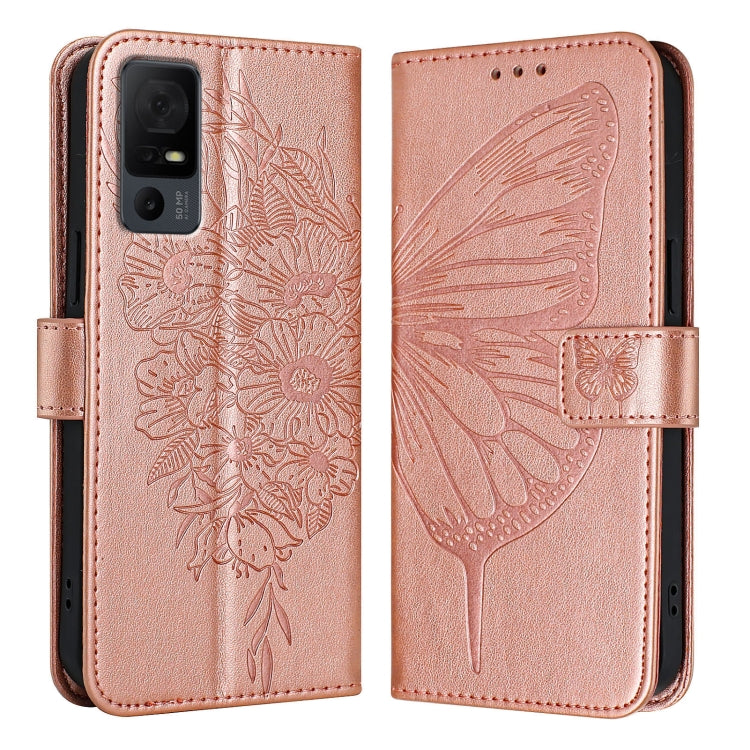 For TCL 40 XL / 40 T T608DL Embossed Butterfly Leather Phone Case