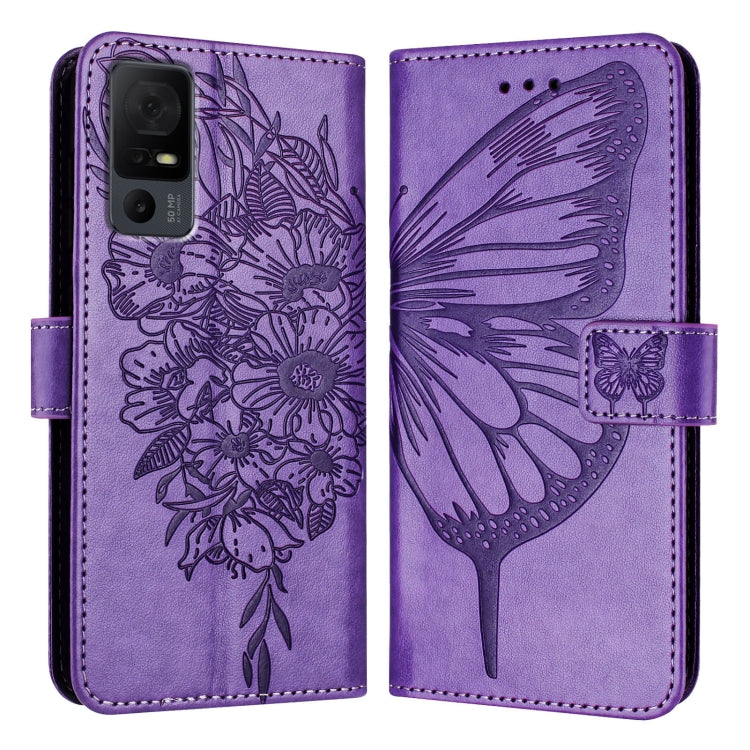 For TCL 40 XL / 40 T T608DL Embossed Butterfly Leather Phone Case