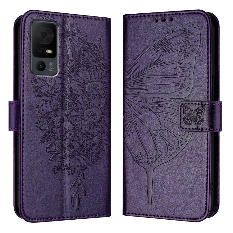 For TCL 40 XL / 40 T T608DL Embossed Butterfly Leather Phone Case