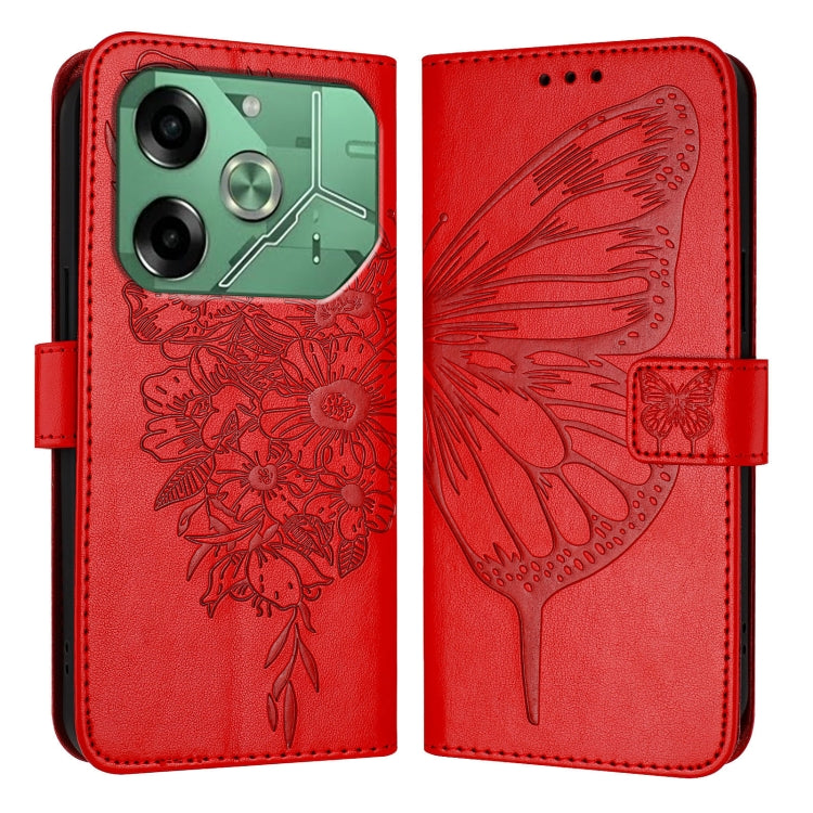 For Tecno Pova 6 Embossed Butterfly Leather Phone Case