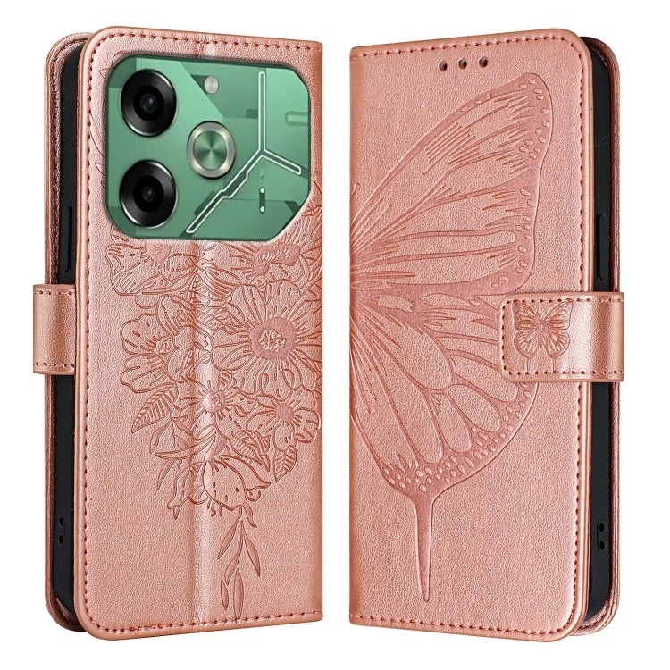 For Tecno Pova 6 Embossed Butterfly Leather Phone Case
