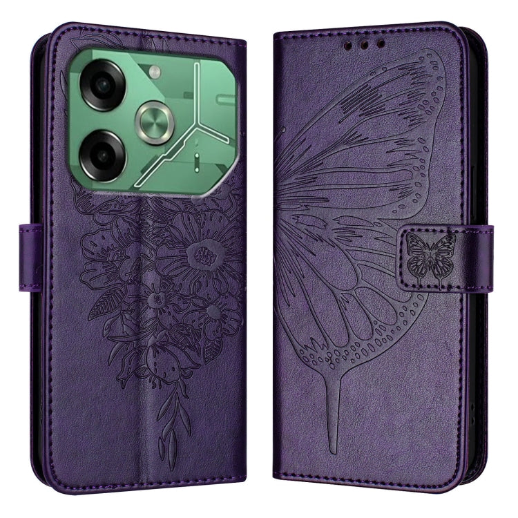 For Tecno Pova 6 Embossed Butterfly Leather Phone Case