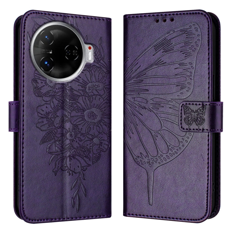 For Tecno Camon 30 Pro Embossed Butterfly Leather Phone Case