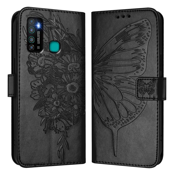 For Tecno Camon 15 Embossed Butterfly Leather Phone Case
