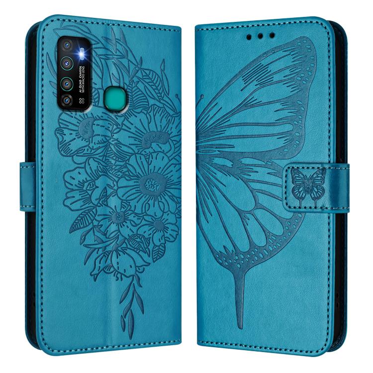 For Tecno Camon 15 Embossed Butterfly Leather Phone Case