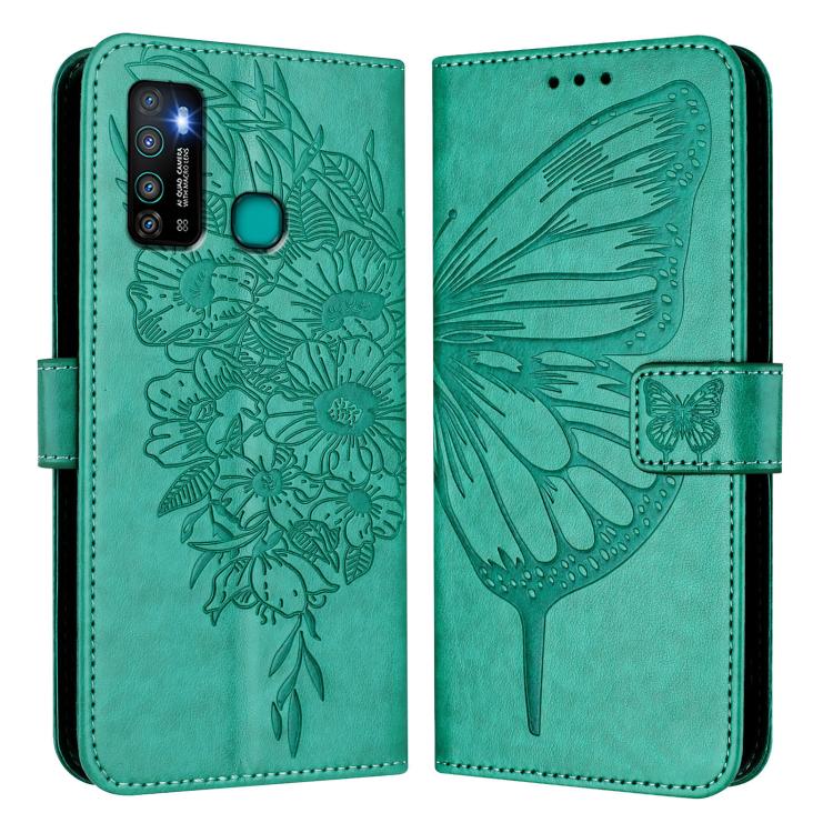 For Tecno Camon 15 Embossed Butterfly Leather Phone Case