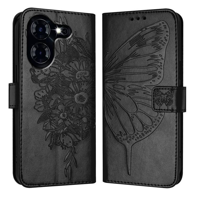 For Tecno Pova 5 4G Embossed Butterfly Leather Phone Case