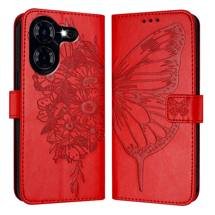 For Tecno Pova 5 4G Embossed Butterfly Leather Phone Case