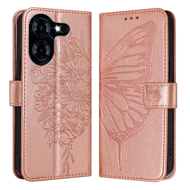 For Tecno Pova 5 4G Embossed Butterfly Leather Phone Case