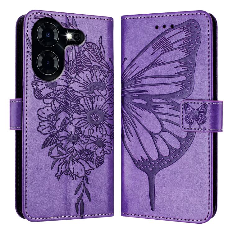For Tecno Pova 5 4G Embossed Butterfly Leather Phone Case