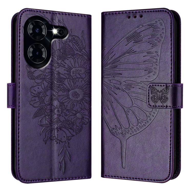 For Tecno Pova 5 4G Embossed Butterfly Leather Phone Case